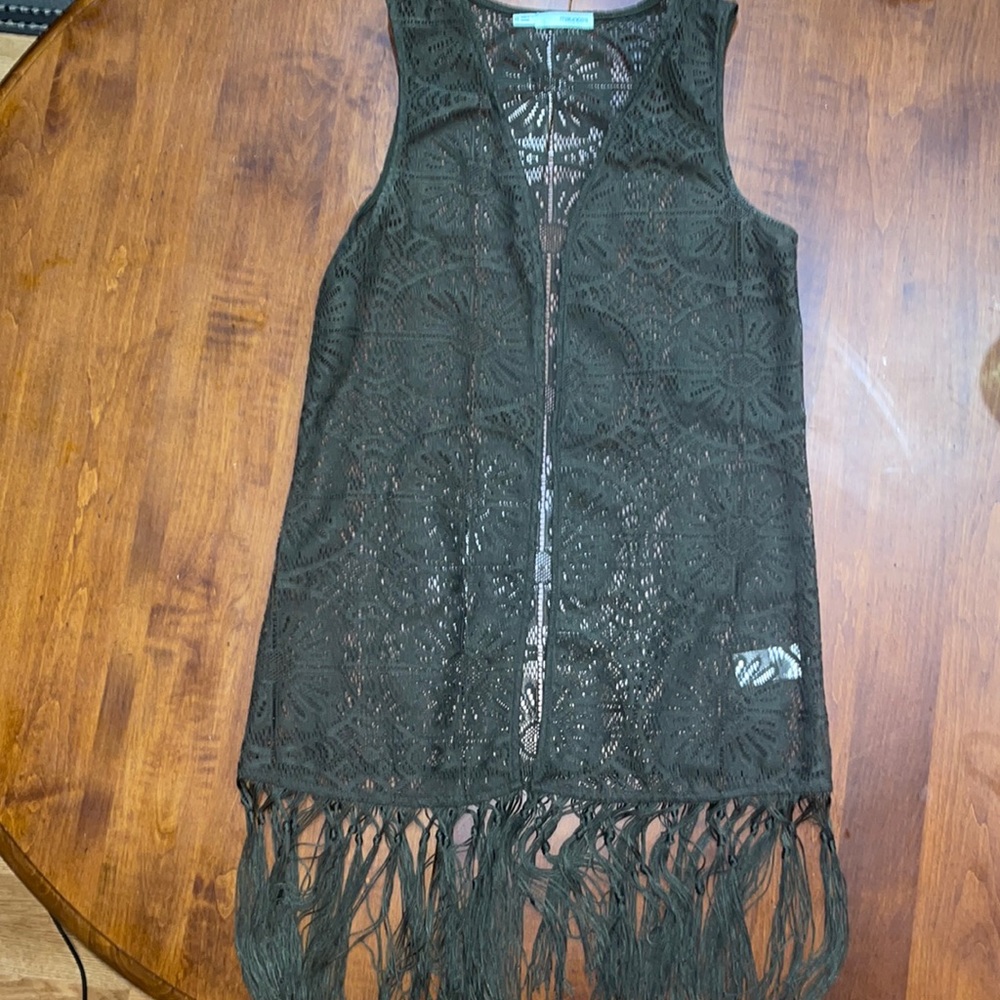 Green Lace Cardigan with fringe